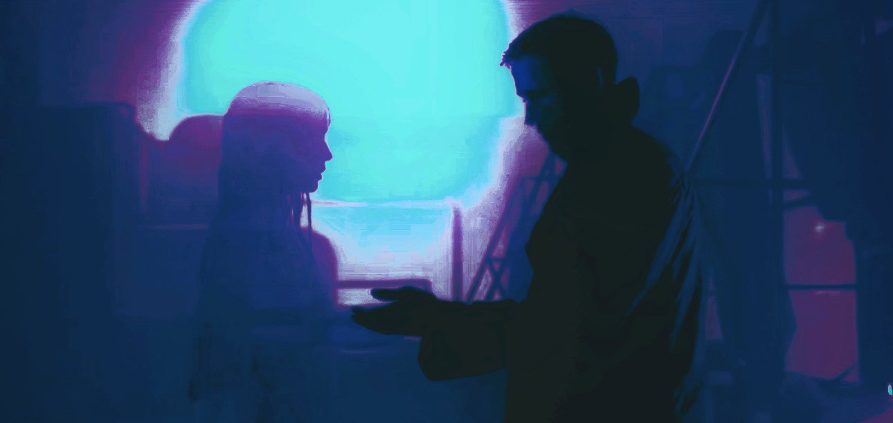 Cinematic silhouette scene — Blade Runner 2049