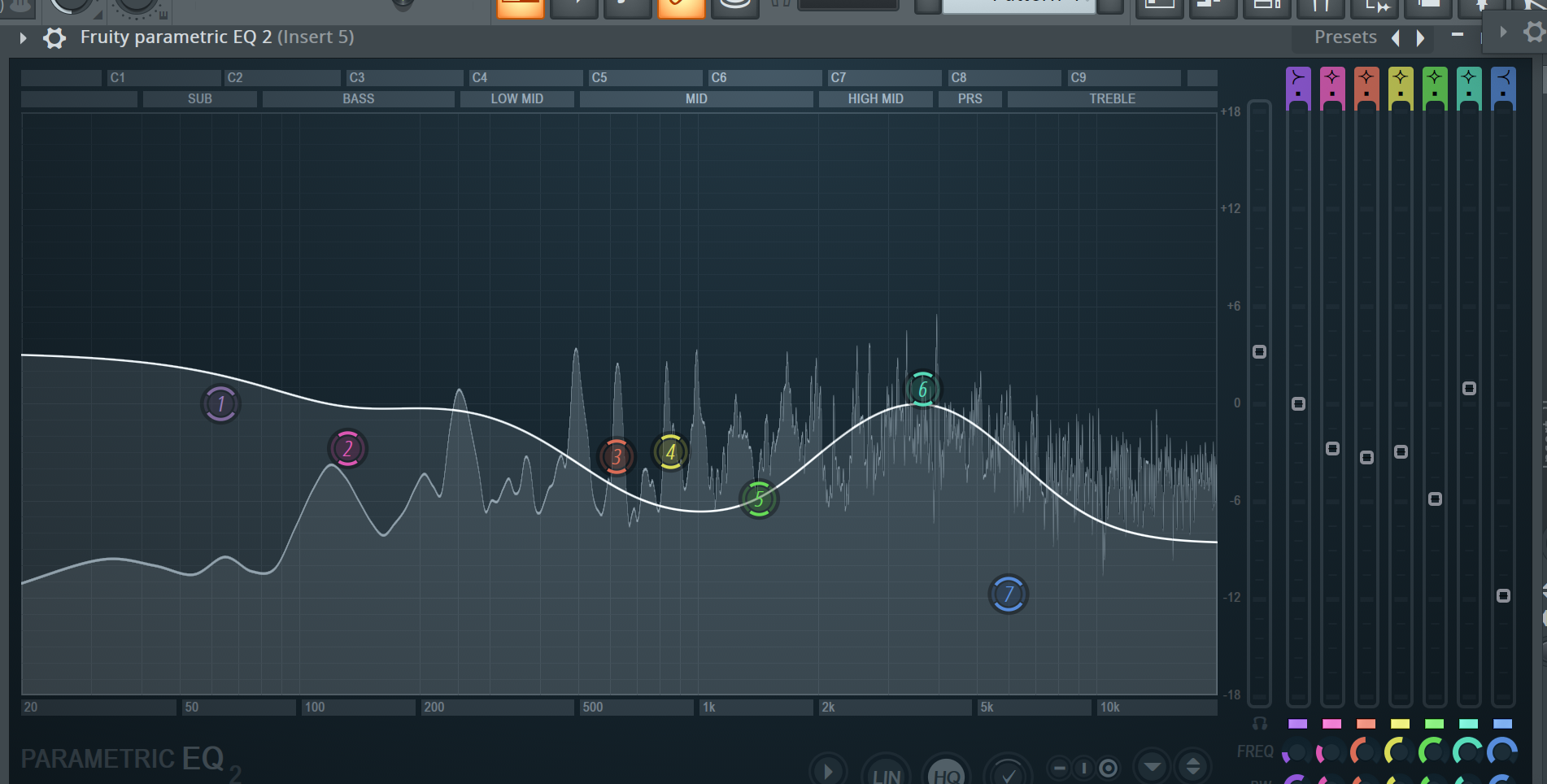 FL Studio Parametric EQ2 — spectral shaping