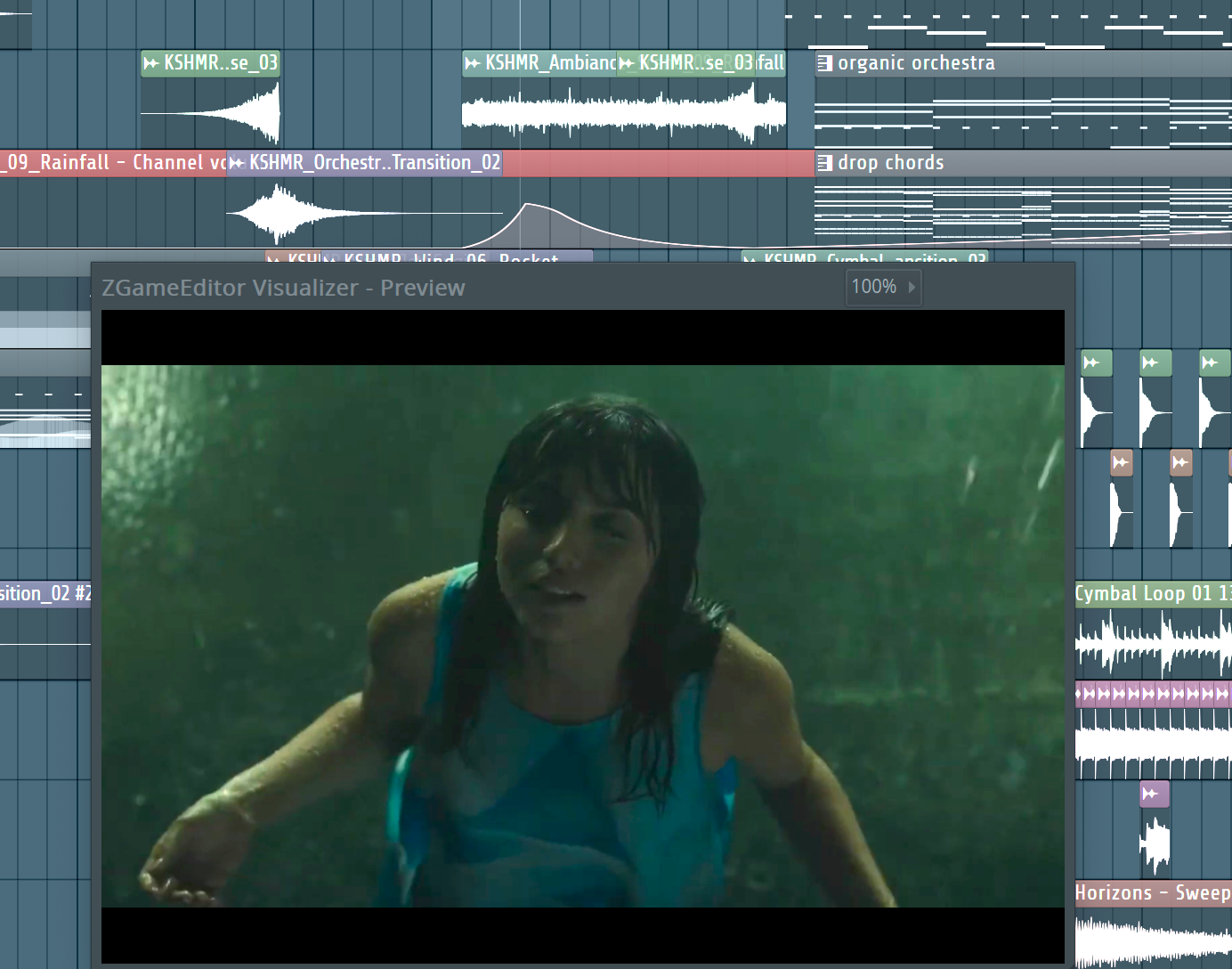FL Studio automation — rain scene